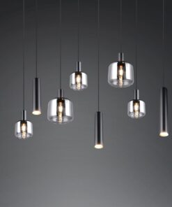 Κρεμαστό Πολύφωτο Ράγα Μαύρο Ματ & Γυαλί MATARO 2xE27 3xE14 3xGU10 Trio Lighting – 364100832