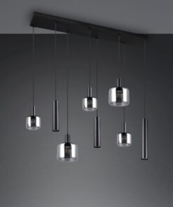 Κρεμαστό Πολύφωτο Ράγα Μαύρο Ματ & Γυαλί MATARO 2xE27 3xE14 3xGU10 Trio Lighting – 364100832