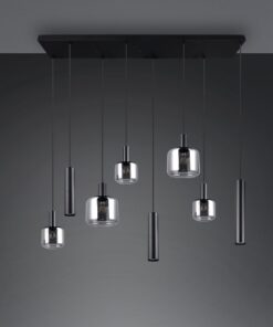 Κρεμαστό Πολύφωτο Ράγα Μαύρο Ματ & Γυαλί MATARO 2xE27 3xE14 3xGU10 Trio Lighting – 364100832