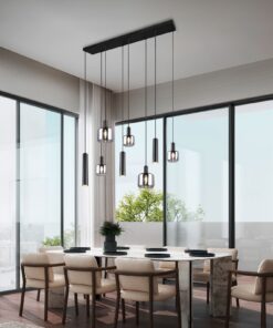 Κρεμαστό Πολύφωτο Ράγα Μαύρο Ματ & Γυαλί MATARO 2xE27 3xE14 3xGU10 Trio Lighting – 364100832