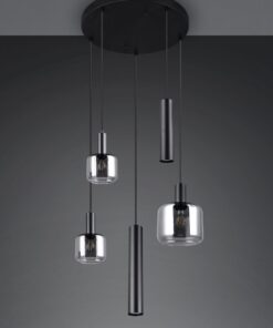 Κρεμαστό Πολύφωτο Ροζέτα Μαύρο Ματ & Γυαλί MATARO 1xE27 2xE14 2xGU10 Trio Lighting – 364130532