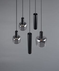 Κρεμαστό Πολύφωτο Ροζέτα Μαύρο Ματ & Γυαλί MATARO 1xE27 2xE14 2xGU10 Trio Lighting – 364130532