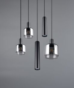 Κρεμαστό Πολύφωτο Ροζέτα Μαύρο Ματ & Γυαλί MATARO 1xE27 2xE14 2xGU10 Trio Lighting – 364130532