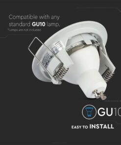 Βάση Σποτ GU10 – MR16 V-TAC Χωνευτή Στρογγυλή Λευκό – 3642