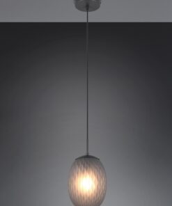 Κρεμαστό Μονόφωτο Μαύρο Ματ με Φιμέ Ανάγλυφο Γυαλί FACETTE 1xE27 Trio Lighting – 364200154