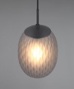 Κρεμαστό Μονόφωτο Μαύρο Ματ με Φιμέ Ανάγλυφο Γυαλί FACETTE 1xE27 Trio Lighting – 364200154