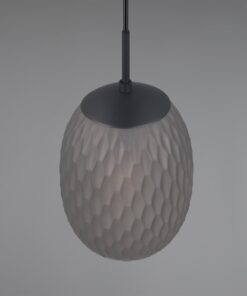 Κρεμαστό Μονόφωτο Μαύρο Ματ με Φιμέ Ανάγλυφο Γυαλί FACETTE 1xE27 Trio Lighting – 364200154