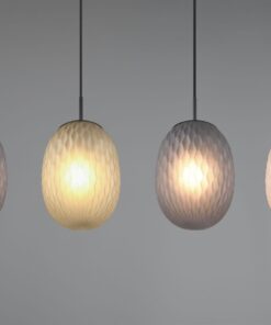 Κρεμαστό Πολύφωτο Ράγα Μαύρο Ματ με Πράσινο-Φιμέ-Μελί Ανάγλυφο Γυαλί FACETTE 4xE27 Trio Lighting – 364200417