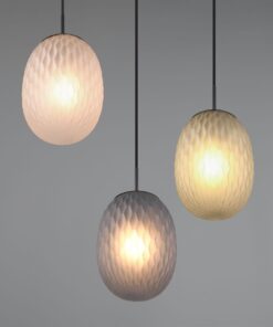 Κρεμαστό Πολύφωτο Ροζέτα Μαύρο Ματ με Πράσινο-Φιμέ-Μελί Ανάγλυφο Γυαλί FACETTE 3xE27 Trio Lighting – 364230317