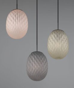 Κρεμαστό Πολύφωτο Ροζέτα Μαύρο Ματ με Πράσινο-Φιμέ-Μελί Ανάγλυφο Γυαλί FACETTE 3xE27 Trio Lighting – 364230317