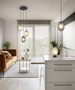 Κρεμαστό Πολύφωτο Ροζέτα Μαύρο Ματ με Πράσινο-Φιμέ-Μελί Ανάγλυφο Γυαλί FACETTE 3xE27 Trio Lighting – 364230317