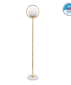GloboStar® VERSAILLES 01541 Μοντέρνο Φωτιστικό Δαπέδου Μονόφωτο 1 x E27 Χρυσό Μεταλλικό με Γαλακτερή Γυάλινη Μπάλα D25 x H150cm
