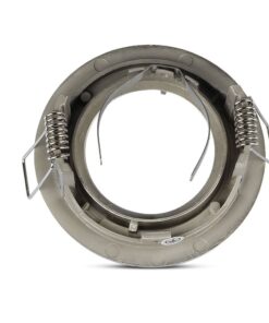 Μεταλλική βάση σποτ GU10, χρώμα γκρι, για εντοιχισμένο φωτισμό. Εύκολη εγκατάσταση με ελατήρια.