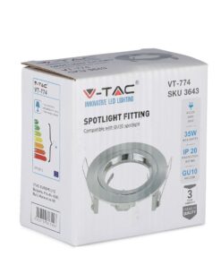 Φωτιστικό σποτ VT-774 V-TAC, μέγιστη ισχύς 35W, βάθρο GU10, IP20, κατάλληλο για εσωτερική χρήση.