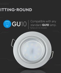 Στρογγυλή βάση φωτιστικού GU10, συμβατή με λάμπες GU10, ασημί χρώμα, λάμπες δεν περιλαμβάνονται.