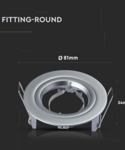 Στρογγυλή βάση φωτιστικού οροφής, διάμετρος 81mm, ύψος 34mm, ασημένιο φινίρισμα για μοντέρνα διακόσμηση.