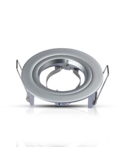 Σποτ φωτιστικού σκελετού χωνευτού, ασημί αλουμίνιο, κυκλικό σχέδιο, διάμετρος 90mm, ιδανικό για εσωτερική χρήση.