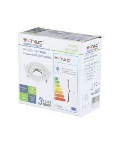 Βάση Σποτ GU10 – MR16 V-TAC Χωνευτή Στρογγυλή Λευκό – 3645