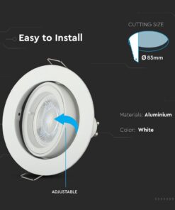 Βάση Σποτ GU10 – MR16 V-TAC Χωνευτή Στρογγυλή Λευκό – 3645