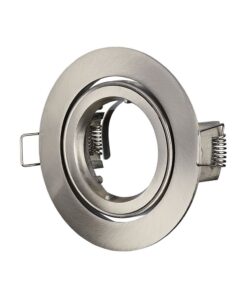 Σποτ φωτισμού οροφής νίκελ ματ, ρυθμιζόμενο, στρογγυλό σχέδιο, για μοντέρνα εσωτερική διακόσμηση.