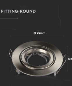 Στρογγυλός στηριγμένος πλαίσιο φωτιστικού, διάμετρος 95mm, ύψος 32mm, μεταλλικό φινίρισμα.