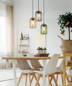 Κρεμαστό Φωτιστικό Ροζέτα με Μελί-Πράσινο-Φιμέ Γυαλί & Φελό CORK 3x E27 Trio Lighting – 364630317