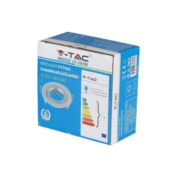 Εξάρτημα προβολέα V-TAC GU10, VT-775, συμβατό φώτα LED, ενεργειακής κατηγορίας A++.