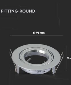 Στρογγυλό κάλυμμα σποτ αλουμινίου, διάμετρος 95mm, ύψος 32mm, κατάλληλο για εντοιχισμό.