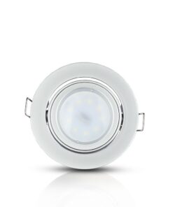 Στρογγυλό φωτιστικό LED χωνευτό λευκό, ενεργειακής κλάσης Α+, ιδανικό για οροφές και εξοικονόμηση ενέργειας.