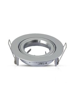 Χωνευτό σποτ φωτιστικό μεταλλικό ασημί χρώμα, με στρογγυλό σχέδιο και δυνατότητα ρύθμισης προβολής.