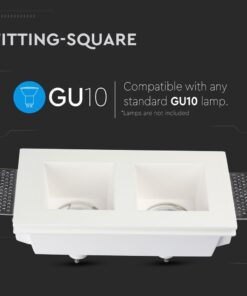 Τετράγωνη βάση τοποθέτησης GU10, συμβατή με λάμπες GU10. Διπλή θήκη, ιδανική για εσωτερικό φωτισμό.