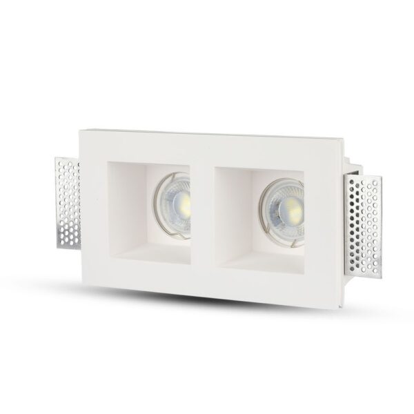 LED φωτιστικό οροφής λευκό διπλό, ιδανικό για ενσωμάτωση σε γυψοσανίδα, μοντέρνος σχεδιασμός, ενεργειακά αποδοτικό.