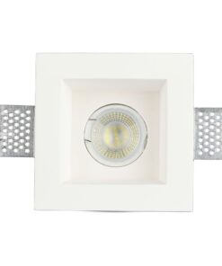 Τετράγωνο σποτ LED λευκού χρώματος, ενσωματωμένο σε γυψοσανίδα, για εσωτερικό φωτισμό.