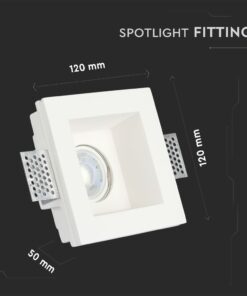 Τετράγωνο φωτιστικό σποτ 120x120x50mm, λευκό, για εντοιχισμό σε οροφή, κατάλληλο για εσωτερικούς χώρους.