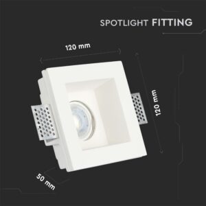 Τετράγωνο φωτιστικό σποτ 120x120x50mm, λευκό, για εντοιχισμό σε οροφή, κατάλληλο για εσωτερικούς χώρους.