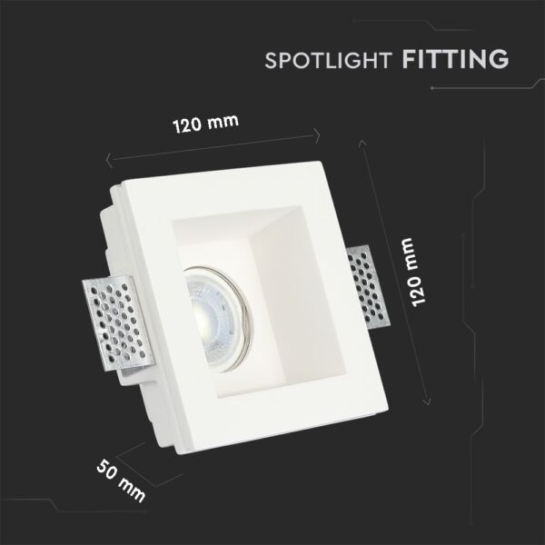 Τετράγωνο φωτιστικό σποτ 120x120x50mm, λευκό, για εντοιχισμό σε οροφή, κατάλληλο για εσωτερικούς χώρους.