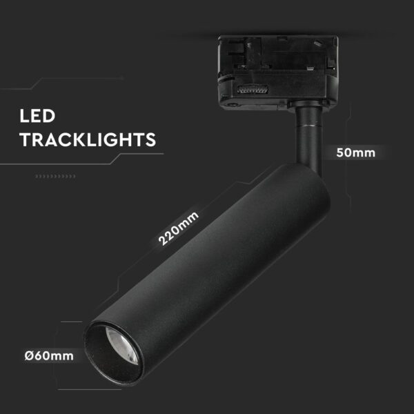 LED Φωτιστικό Ράγας Μαύρο 20W V-TAC PRO Samsung Chip COB CRI >90 24° 1400lm Θερμό Λευκό 3000K – 365