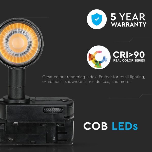 LED Φωτιστικό Ράγας Μαύρο 20W V-TAC PRO Samsung Chip COB CRI >90 24° 1400lm Θερμό Λευκό 3000K – 365