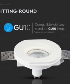 Στρογγυλή υποδοχή λάμπας GU10, κατάλληλη για κάθε στάνταρ GU10 λάμπα, λευκή, για εσωτερική χρήση.