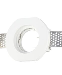 Σποτ χωνευτό γύψινο οροφής με στρογγυλό άνοιγμα, λευκό χρώμα και μεταλλικά στηρίγματα για εύκολη τοποθέτηση.