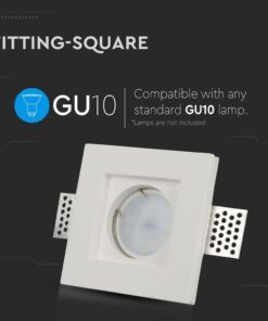 Τετράγωνο σποτ φωτισμόυ, συμβατό με λάμπες GU10, κατάλληλο για μοντέρνα εγκατάσταση χωρίς περιλαμβανόμενη λάμπα.