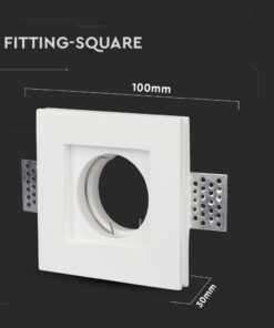 Τετράγωνη βάση φωτιστικού 100x100x30mm για τοποθέτηση σε οροφές γυψοσανίδας.