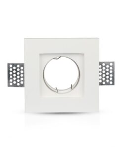 Τετράγωνο σποτ γύψινο λευκό, κατάλληλο για χωνευτή ενσωμάτωση σε οροφές, με μεταλλικά στηρίγματα.