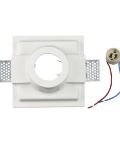 Χωνευτό σποτ γύψινο λευκό GU10, τετράγωνο, για μοντέρνο φωτισμό σε οροφές. Περιλαμβάνει αντάπτορα και καλώδια.