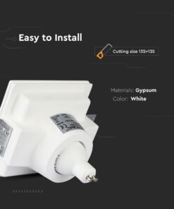 Λευκός γύψινος φωτισμός οροφής, εύκολη εγκατάσταση, κοπής 135x135.