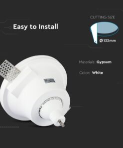 Γύψινο σποτ λευκού χρώματος, εύκολη εγκατάσταση, διάμετρος κοπής 132mm.