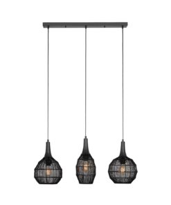 Κρεμαστό Φωτιστικό Ράγα με Μεταλλικό Πλέγμα Μαύρο Ματ SORAYA 3x E27 Trio Lighting – 365400332