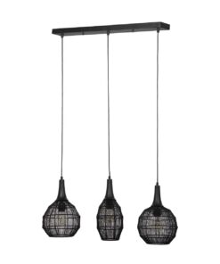 Κρεμαστό Φωτιστικό Ράγα με Μεταλλικό Πλέγμα Μαύρο Ματ SORAYA 3x E27 Trio Lighting – 365400332