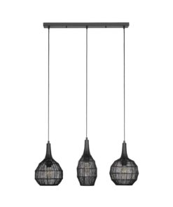 Κρεμαστό Φωτιστικό Ράγα με Μεταλλικό Πλέγμα Μαύρο Ματ SORAYA 3x E27 Trio Lighting – 365400332