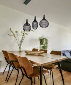 Κρεμαστό Φωτιστικό Ράγα με Μεταλλικό Πλέγμα Μαύρο Ματ SORAYA 3x E27 Trio Lighting – 365400332